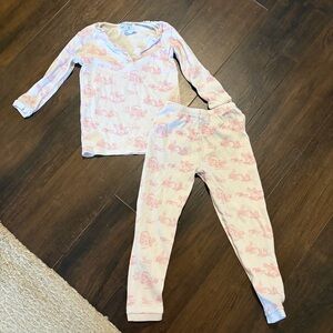 Nellapima Pink & White Teddy Bear Dog Toille Print Pajama Set Size 4